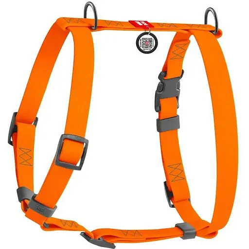 Шлейка для собак Waudog Waterproof водостойкая анатомическая Н-образная с QR-паспортом, пластиковая пряжка-фастекс, L