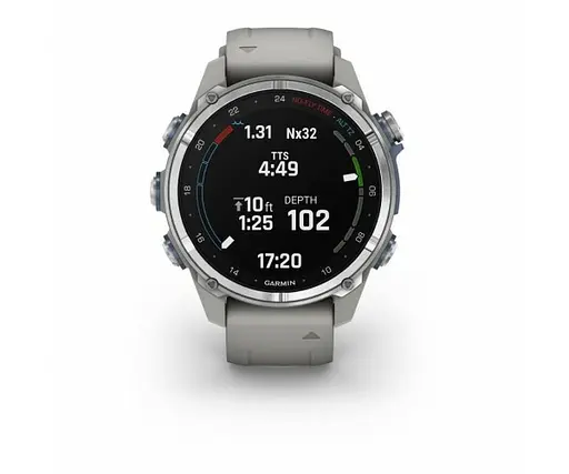 Смарт-годинник Garmin Descent Mk3 43 mm Stainless Steel with Fog Gray Silicone Band (010-02753-04/03) - фото 2