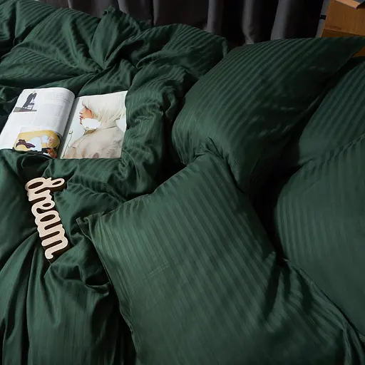 Комплект постельного белья Moon&Star Satin Stripe Mystic Green King Size 220x240 наволочки 2х50х70 - фото 5