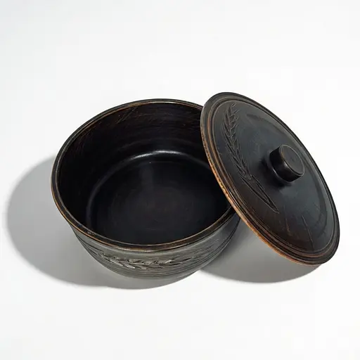 Супник с крышкой из красной глины 1.8 л Колосок молоченная керамика Украинская глиняная посуда - фото 6