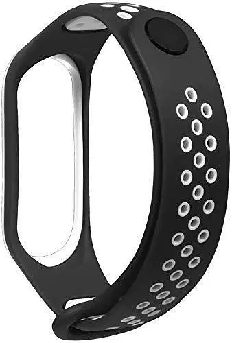 Ремінець для фітнес-браслета MiJobs для Xiaomi Mi Band 3 і 4 Nike Design чорний з білим - фото 2