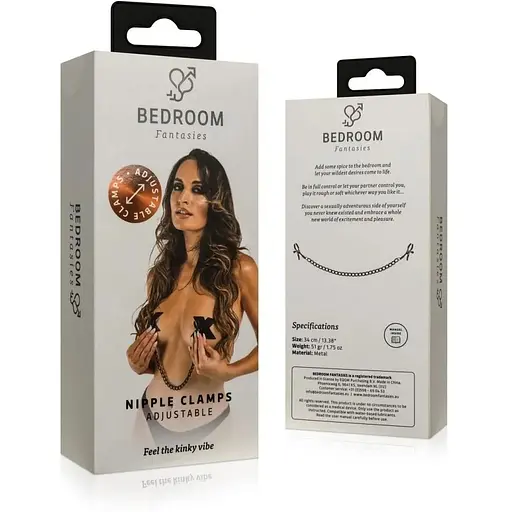 Затискачі для сосків Bedroom Fantasies Nipple Clamps With Chain - Black - фото 6