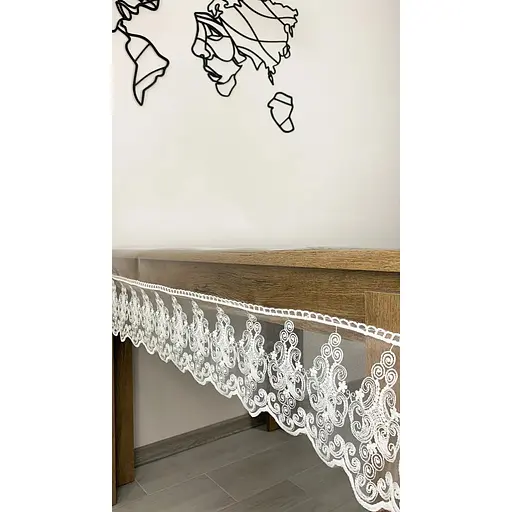 Силіконова скатертина прямокутна з мереживом Петек 15 см 150х130 см Молочний