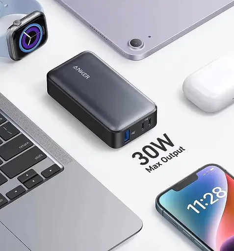 Павербанк Anker 533 10000 mAh 30 W со сквозной зарядкой и индикатором заряда Повербанк для телефона и ноутбука - фото 6