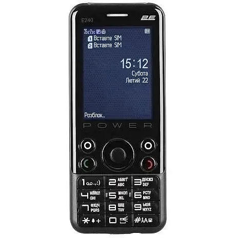 Кнопковий телефон 2E E240 Power чорний - фото 1