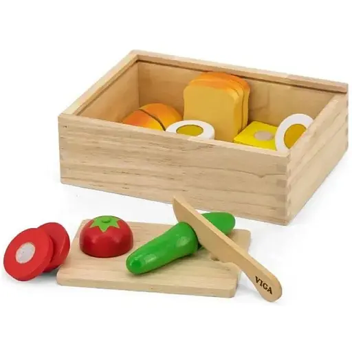 Игрушечные продукты Viga Toys Завтрак 44541 набор деревянных игрушечных продуктов - фото 1