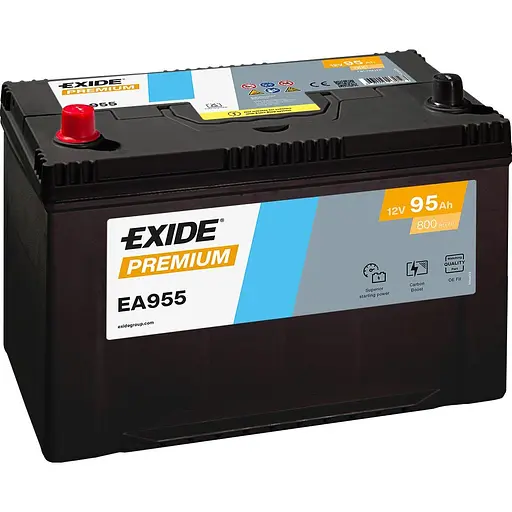 Аккумулятор Exide Premium EA955 95Ah Asia (+/-) 800EN 305x173x225 мм