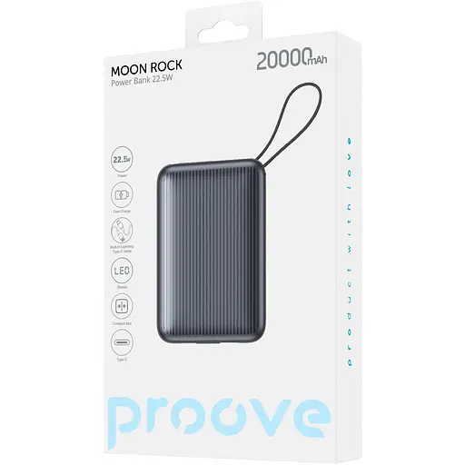 Павербанк Proove Moon Rock Gray 20 000 mAh / 22.5 Вт (PBM222012105) - фото 3