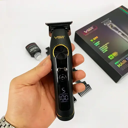 Триммер мужской VGR V-299 машинка для стрижки волос с насадками LED-дисплей 10 Вт Черный - фото 6