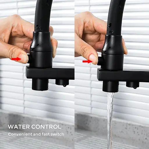 G4317-6 Змішувач для кухні вис. силікон. гусак під фільтр лат. корпус гайка Ø35 чорний Gappo 1/4, Чорний матовий - фото 4