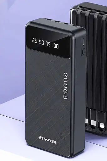 Павербанк портативна батарея Awei P132K портативний зарядний пристрій для телефону 20000 mAh Чорний - фото 2