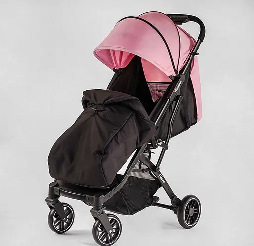 Прогулочная детская коляска Joy Fabiana 65102 (розовая) со стальной рамой, футкавером и подстаканником - фото 5