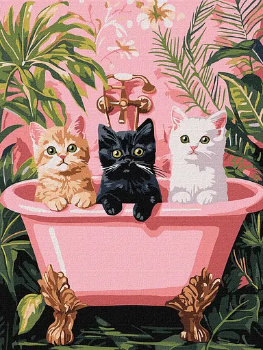 Набір для розпису по номерах Коти у ванні, Ideyka, 30x40 см, КНО6726
