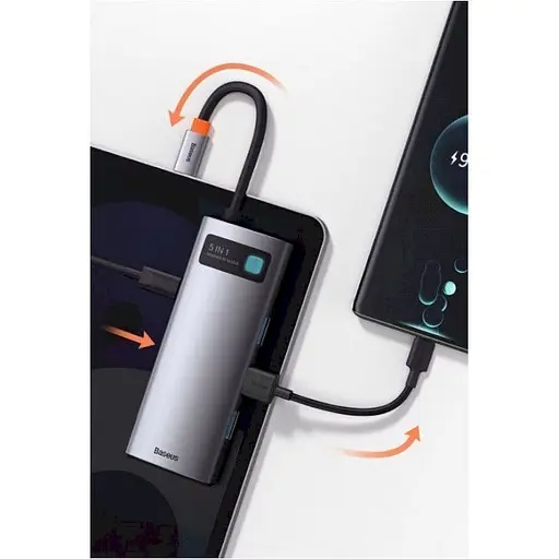 USB-хаб Baseus Metal Gleam Series 5-in-1 Multifunctional Type-C Hub Space Gray (CAHUB-CX0G) [72630] - фото 9