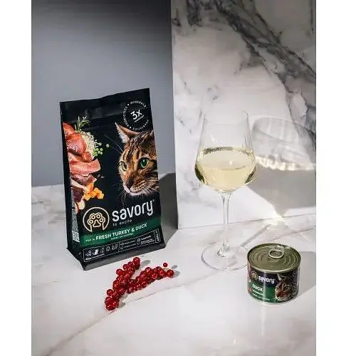Сухой корм Savory для кошек гурманов со свежей индейкой и уткой 400 г - фото 5