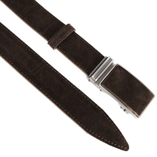 Ремінь замшевий чоловічий на автоматі JK-3430 (125 см) коричневий - фото 2