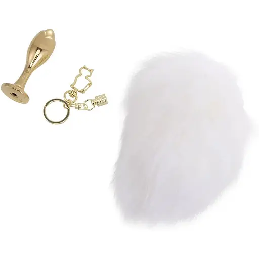 Металлическая анальная пробка Кроличьи хвост Lockink Sevanda White Bunny-Tail Anal Rose-shape Plug - фото 3