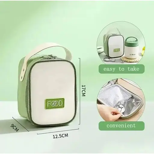 Термос для їжі - ланчбокс FOOD 0,49л харчовий термос з контейнером beije green - фото 5