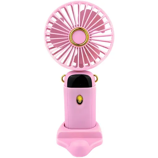 Детский портативный USB-вентилятор Mini Fan с подставкой для телефона розовый (677-58A)