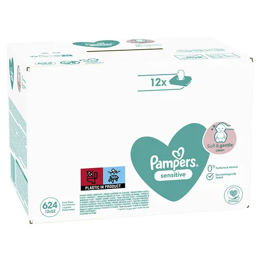 Уценка. Набір дитячих вологих серветок Pampers Sensitive 624 шт. (12 уп. по 52 шт.) - фото 3