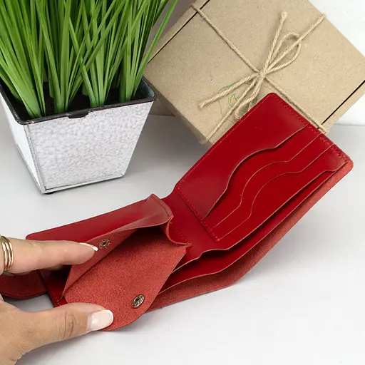 Гаманець жіночий маленький шкіряний на кнопці Handycover HC0042 червоний - фото 5