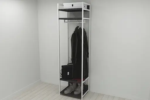 Шкаф Гардероб Уни секция 2 серии Коннект Ferrum-decor 220x60x50см Белый металл ДСП Венге Магия 32 мм (FRD-104544)