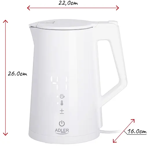 Электрочайник Adler AD 1345 white 1850-2200Вт 1.7л Strix - фото 7