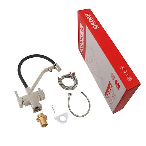 Смеситель для кухни на две воды с гибким изливом Koer KB-72036-02 KR5813, Нержавеющая сталь - фото 6