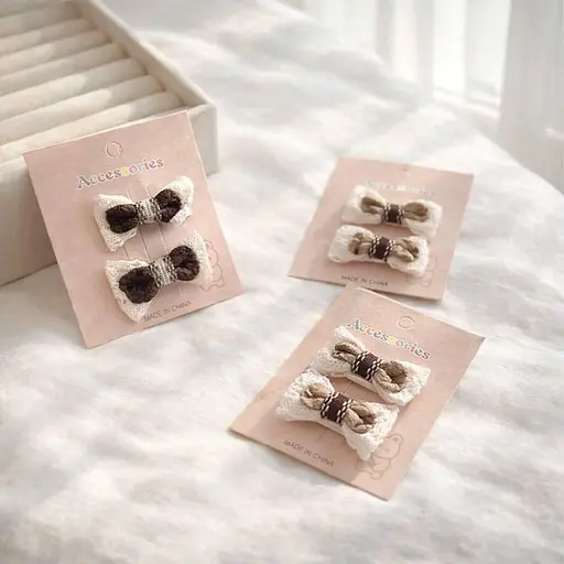 Набір декоративних шпильок бантиків для волосся з мереживом 24 шт. - фото 1