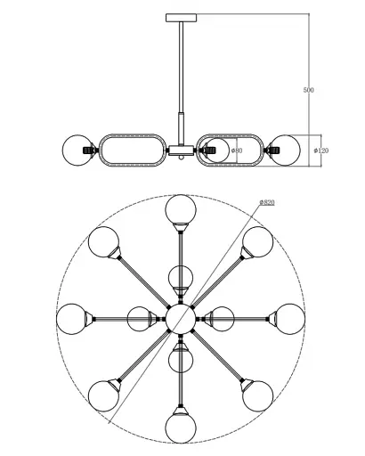 Люстра Edlin PL321159-12 Sonte G9 12x10W IP20 латунний - фото 2