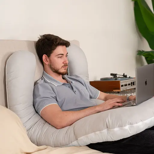 Подушка Sonex U-Shape Antistress для беременных и отдыха П-образная антиаллергенная двухсторонняя 135x68x25 см серая/белая (SO102593) - фото 13