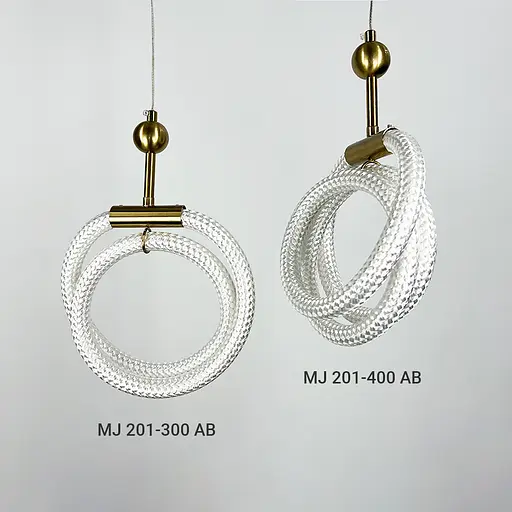 Латунний підвіс із трьома завитками обплетеного неону 33 Вт | Арт. MJ 201-400 AB | Line F - фото 2