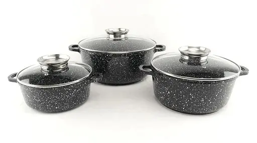 Набор кастрюль A-Plus 1490 3 кастрюли с мраморным покрытием и индукционным дном - фото 2