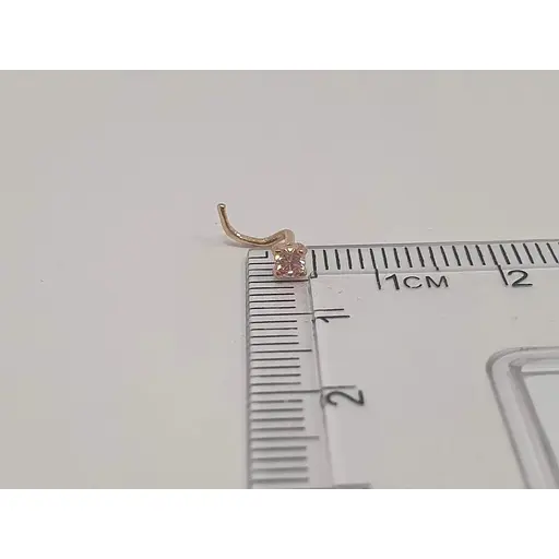 Золота сережка-пірсинг Dear в ніс Dear з фіанітом. 1017.1 Рожевий (світлий) - фото 4