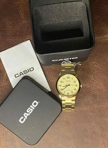 Наручні годинники чоловічі позолочені кварцові японські оригінал Casio MTP-V001G-9BUDF (модуль №5361) - фото 6