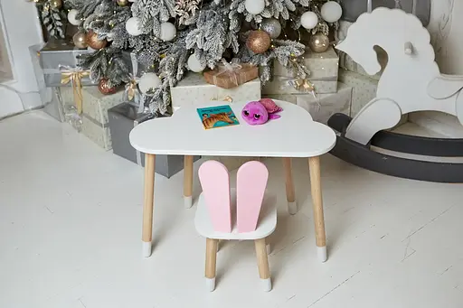 Дитячий стіл Хмарка і стільчик Зайчик (Білий з рожевим) - фото 8