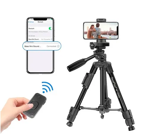 Универсальный штатив NeePho NP-3160S не съемная площадка + держатель + пульт (30-68.5см) Черный - фото 5