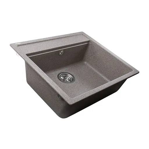 Гранітна мийка Globus Lux Volta мокко 570x510 мм, Сірий - фото 3