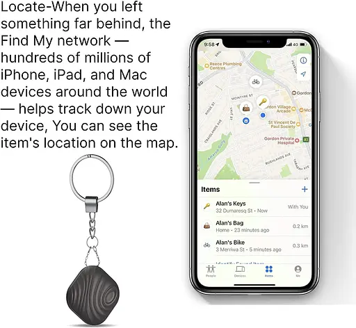 Nutale Air Key Finder Tag (только iOS), Bluetooth-трекер, 2 шт., черный - фото 7