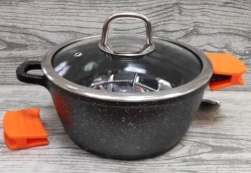 Кастрюля Bohmann BH 7350-20 MRB 20 см 2.2л двойное дно мраморное покрытие - фото 2