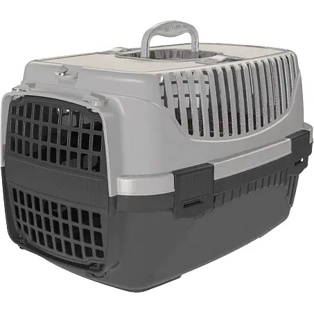 Переноска для кошек и собак Irak Plastik PT-100 черно-серая