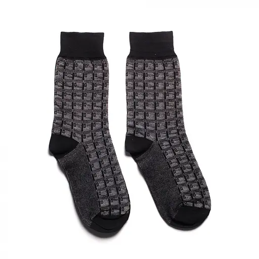 Шкарпетки з принтом клітки високі безшовні якісні ORGANIC cotton JILL ANTONY Чорний, 39-41 - фото 1