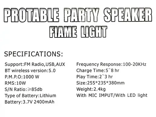 Портативна колонка UKC RX-8133 Акустична система 30Вт RGB підсвічування 2x8" 2400mAh Чорний - фото 4