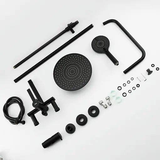 Душова система Frap з виливом чорний F2467-6, Чорний матовий - фото 3