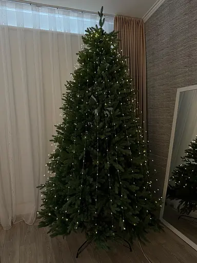 Світлодіодна гірлянда Роса-пучок Кінський хвіст 2 м 25 ниток 500 LED тепле біле світло білий провід з пультом 8 режимів - фото 5