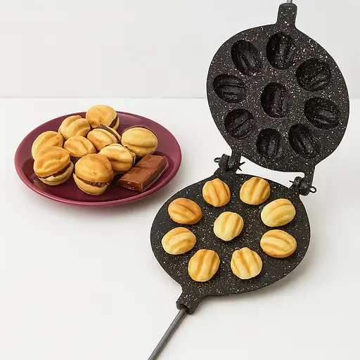 Форма для випікання горішків горішниця з антипригарним гранітним покриттям на 9 горіхів, ХЕАЗ Чорний 87865 - фото 1