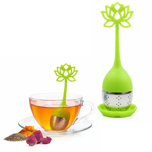 Заварник ситечко для заваривания для чая силиконовый в виде цветка лотоса Салатовый 88281 - фото 1