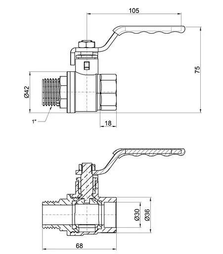 Кран кульовий Thermo Alliance Standart 1" ВЗ прямий, PN40, важіль SD605NW25PN40 - фото 3