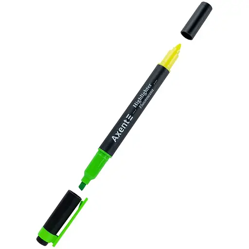 Набор маркеров Axent Highlighter Dual 2534-A клиновидный 2-4 мм 12 шт. зеленый/желтый (2534-04-A)