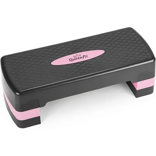 Степ-платформа Queenfit 3-х рівнева чорно-рожева